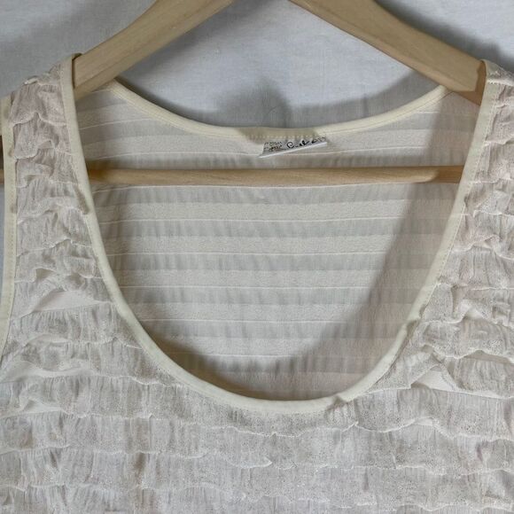 Free People Ivory Horizontal Ruffle Mini Dress Sz M - Picture 8 of 9